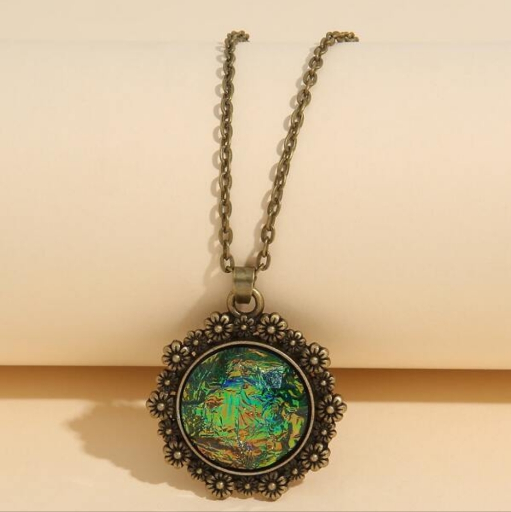 Hauntingly Beautiful Green Gothic Pendant Necklace